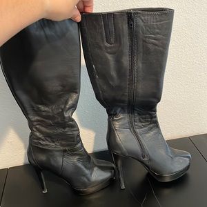Aldo knee high leather high heel boots.